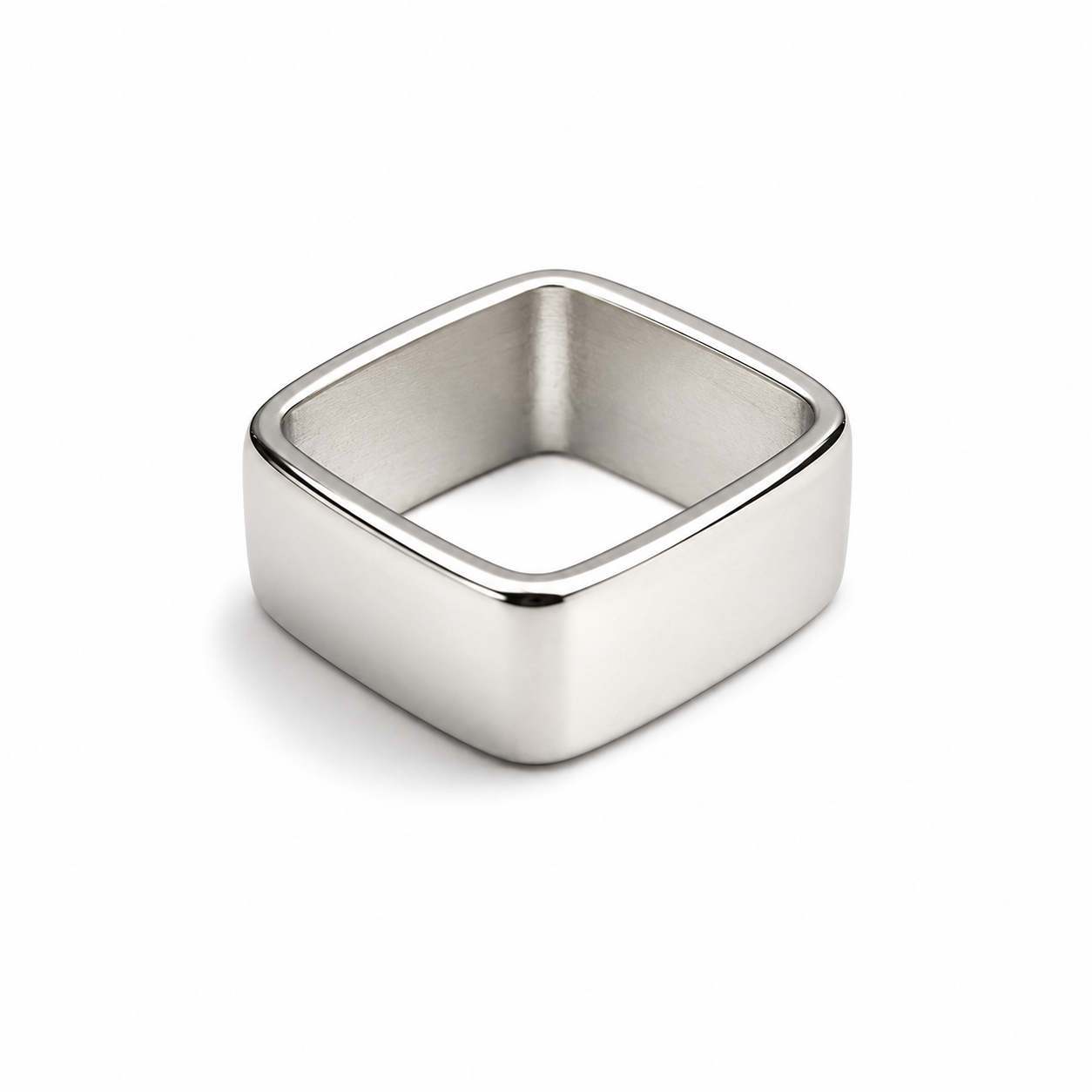 Anillo: Cuadrado Ancho en Plata
