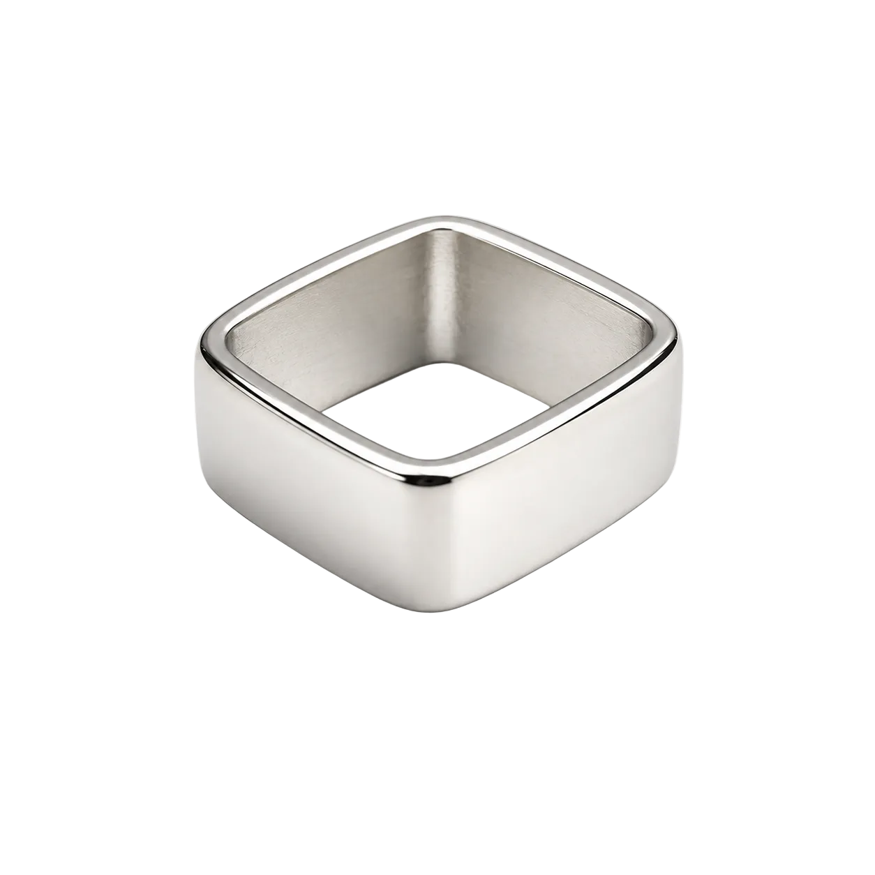 Anillo: Cuadrado Ancho en Plata