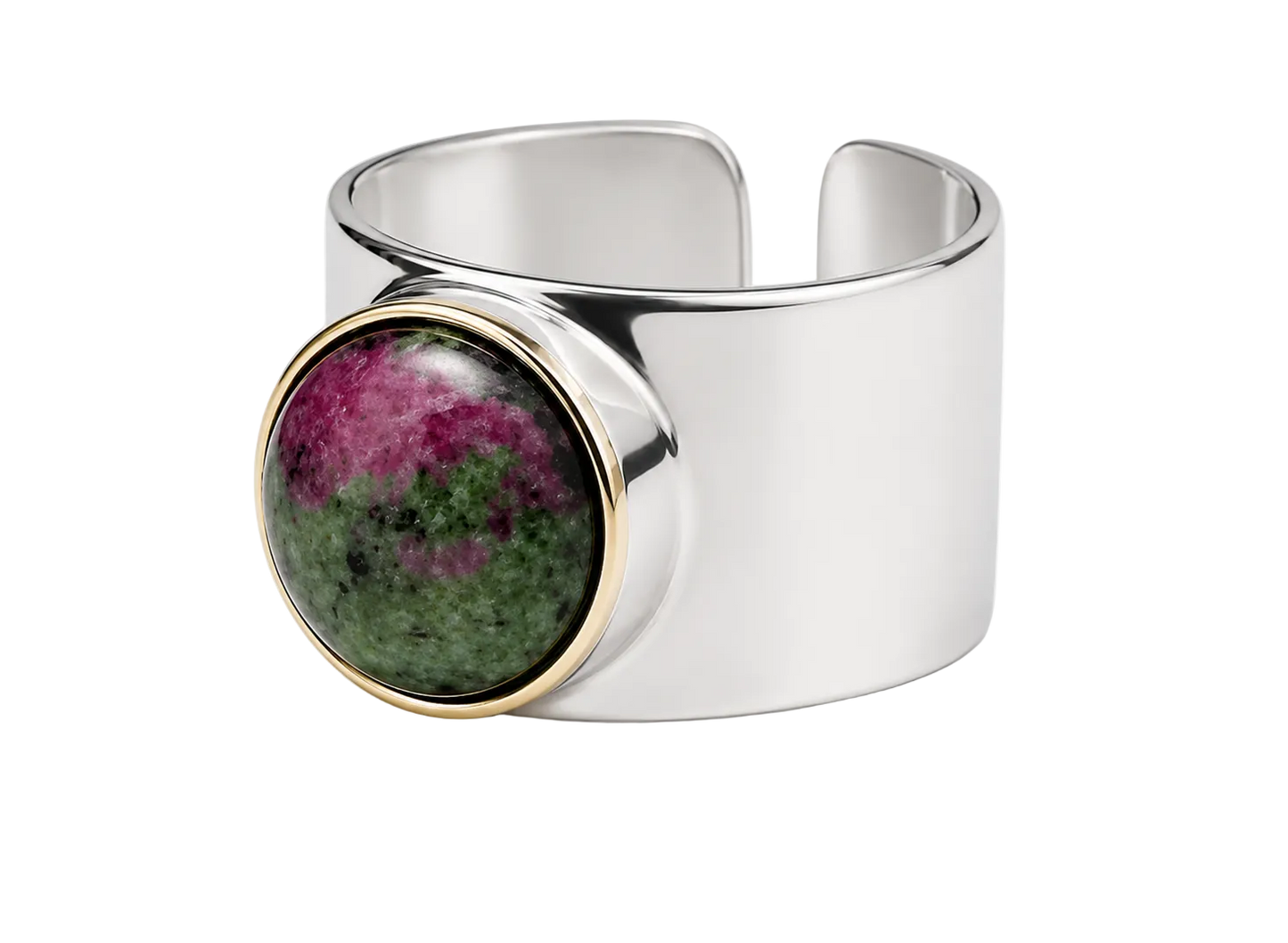 Anillo: Coral Vibrante con Marco en Latón