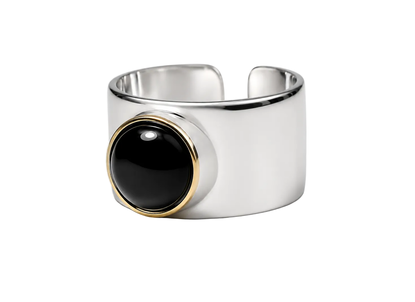 Anillo: Ónix Profundo con Marco en Latón