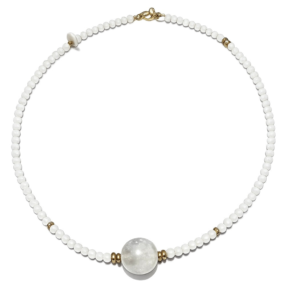 Collar: Intuición y Equilibrio (Piedra Luna y Ágata Gris)