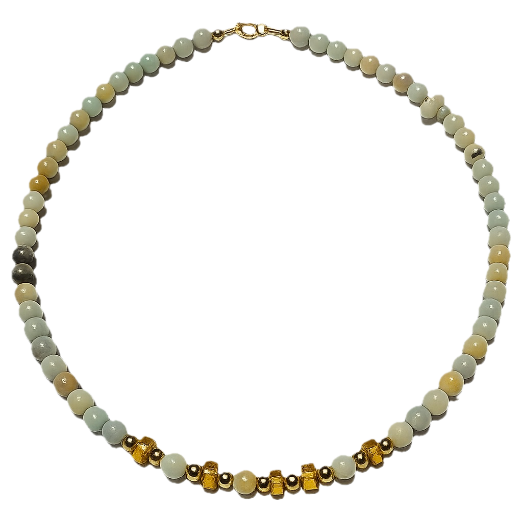 Collar: Equilibrio, Protección y Luz en Amazonita, Hematita y Ámbar