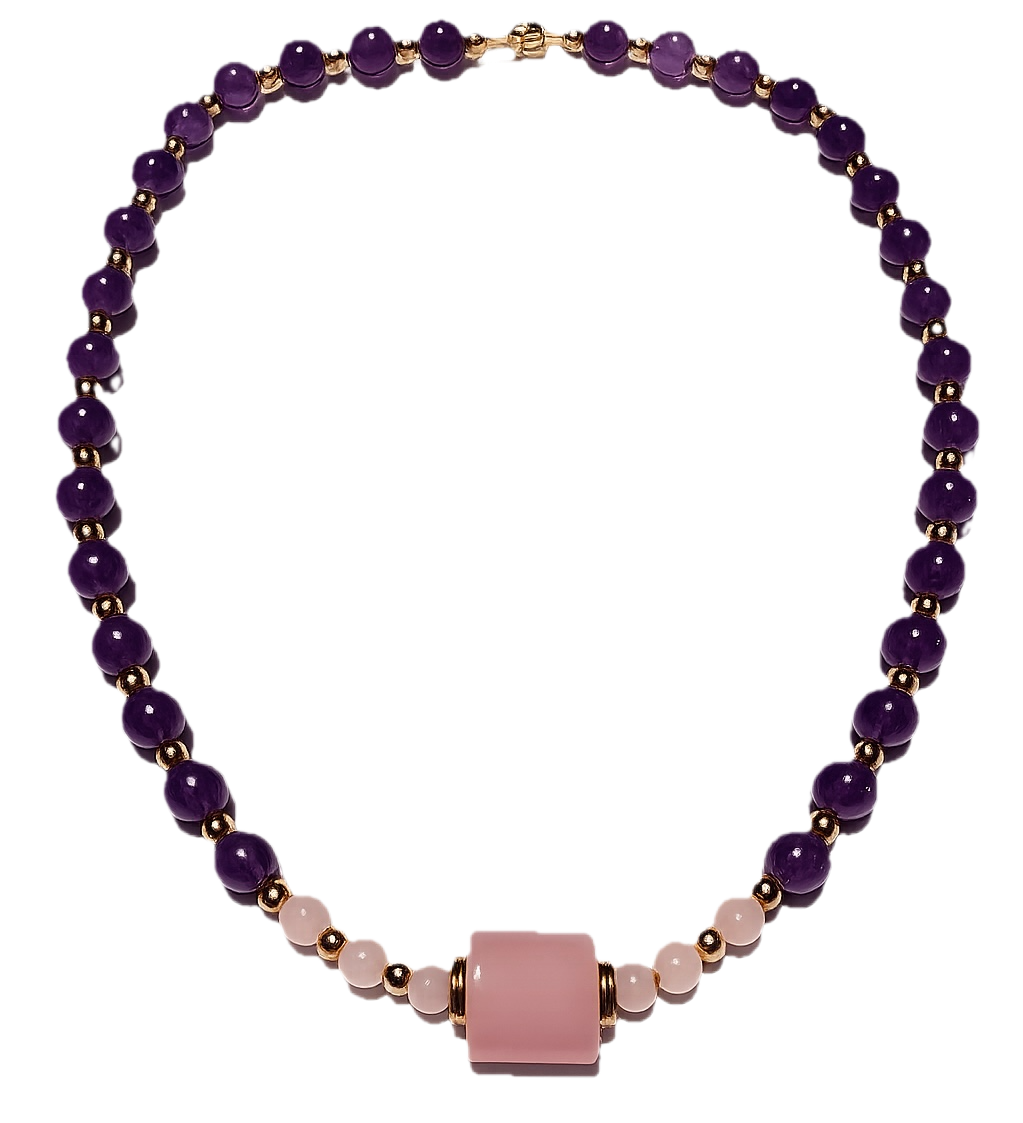 Collar: Equilibrio de Alma, Corazón y Fuerza - amatista, cuarzo rosa y hematita