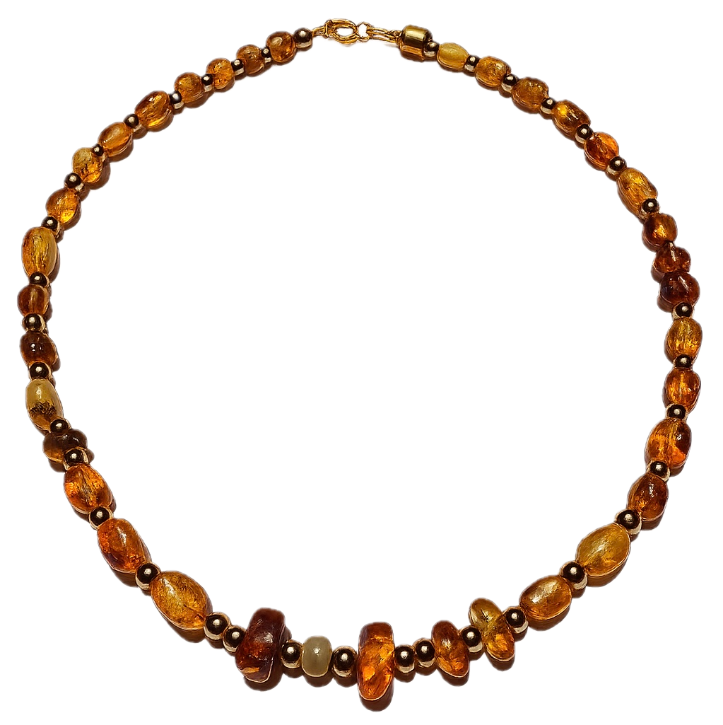 Collar: Luz Solar y Protección Terrenal (Ámbar y Hematita)