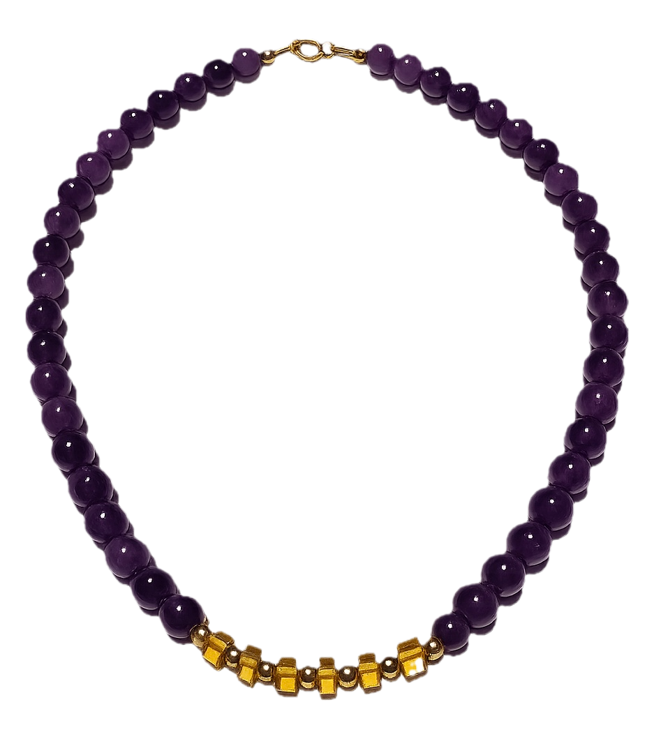 Collar: Sabiduría, Protección y Luz (Amatista, Hematita y Ámbar)