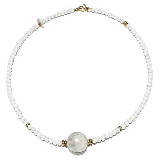Collar: Intuición y Equilibrio (Piedra Luna y Ágata Gris)
