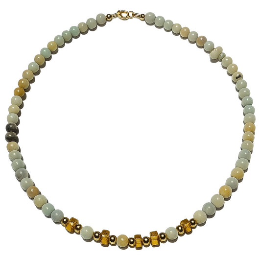 Collar: Equilibrio, Protección y Luz en Amazonita, Hematita y Ámbar