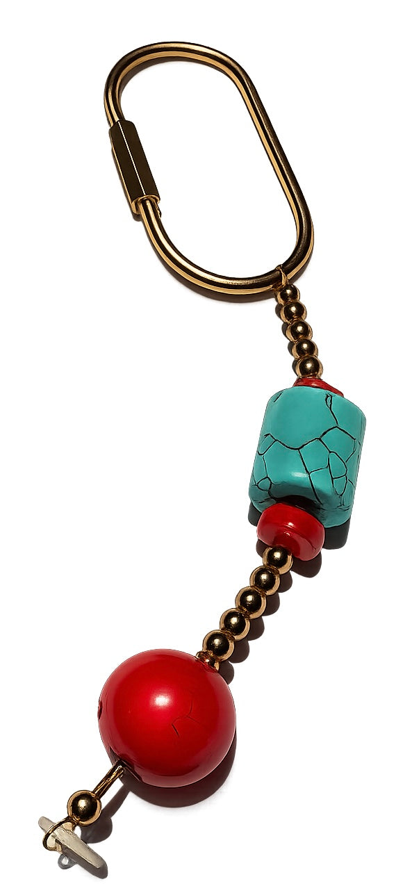 Llavero / Colgante de Diseño: Coral, Hematita y Howlita