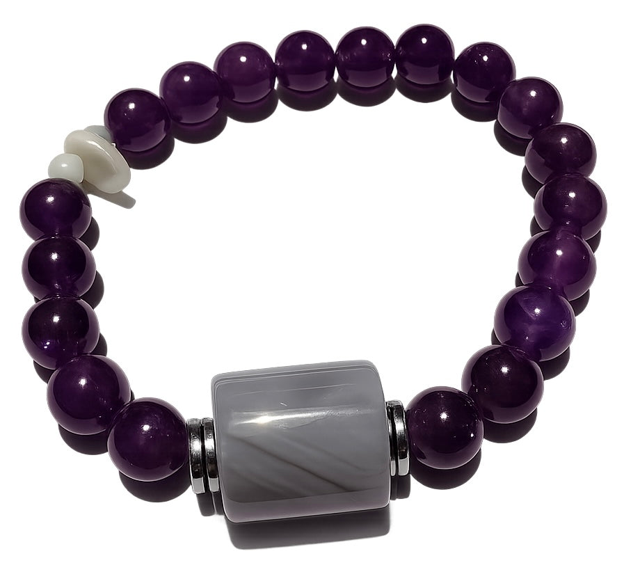 Pulsera: Equilibrio y Serenidad en Amatista, Ágata y Hematita