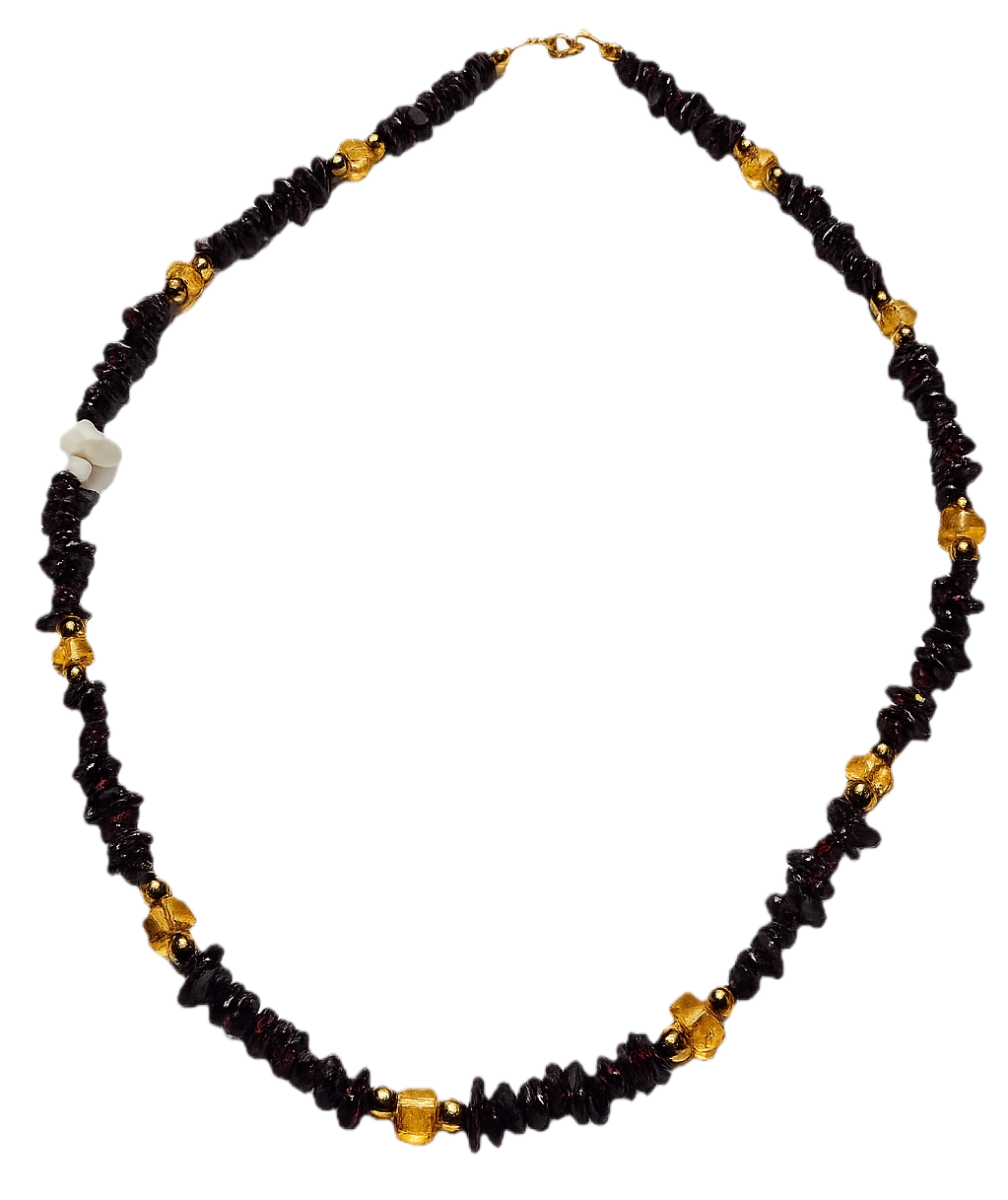 Collar: Pasión, Luz y Protección (Granate, Ámbar y Hematita)