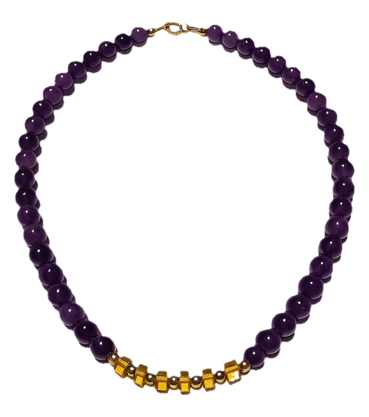 Collar: Sabiduría, Protección y Luz (Amatista, Hematita y Ámbar)