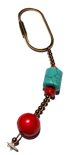 Llavero / Colgante de Diseño: Coral, Hematita y Howlita
