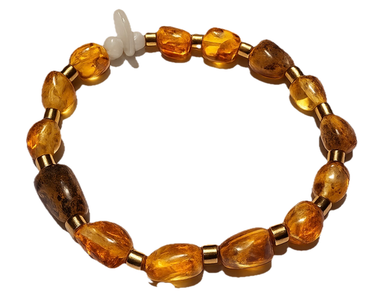 Pulsera: Luz Sanadora (Ámbar y Hematita)