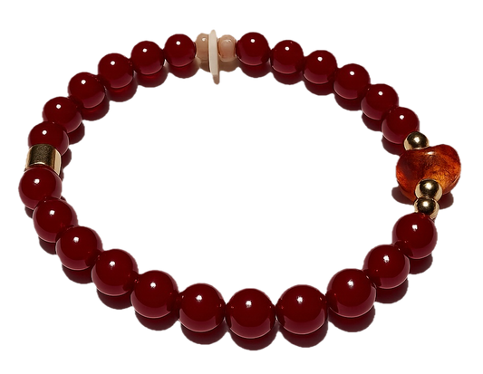 Pulsera: Vitalidad y Luz en Cornalina, Ámbar y Hematita