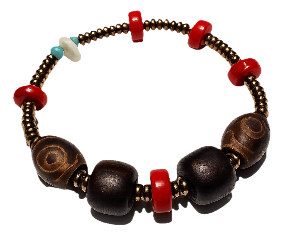 Pulsera: Armonía Orgánica (Coral, Madera, Semilla y Hematita)