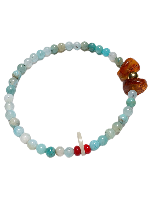 Pulsera: Serenidad y Luz (Amazonita y Ámbar)